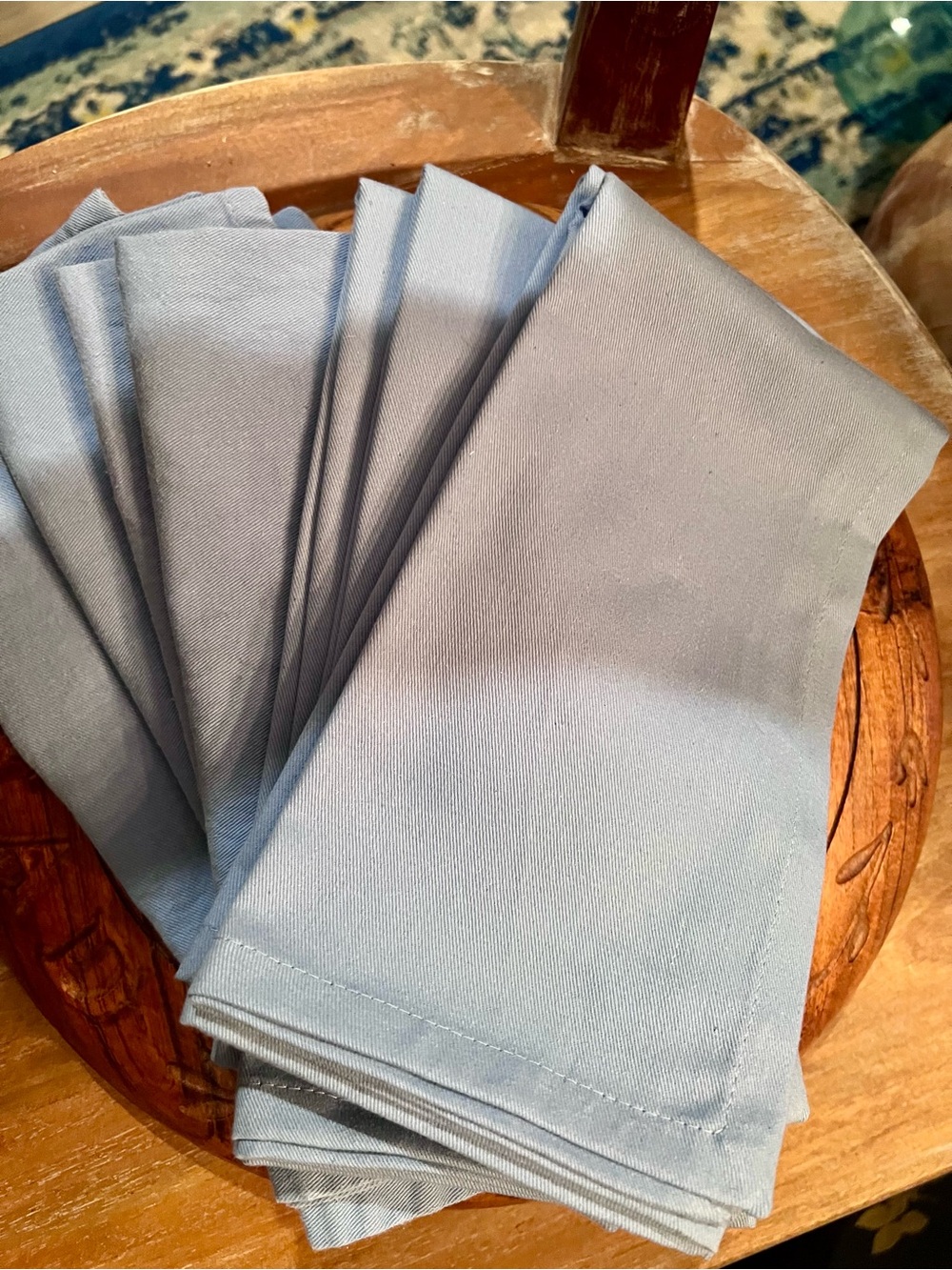 Pier 1 NWOTS light blue set of 4 cotton napkins w/4 Pier 1 NWTS napkin holders